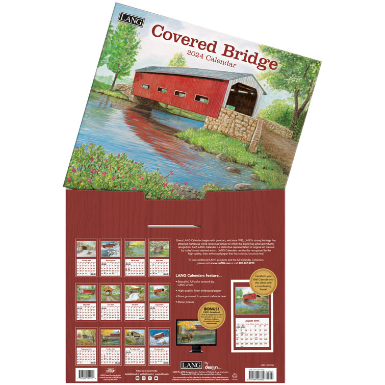 Lang Covered Bridge 2024 Wall Calendar Wayfair Canada